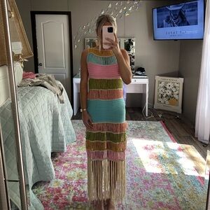 Crochet striped maxi swimsuit cover-up !